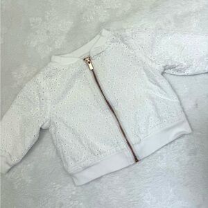 Cat & Jack 3-6m White Eyelet Zip-Front Kids Jacket